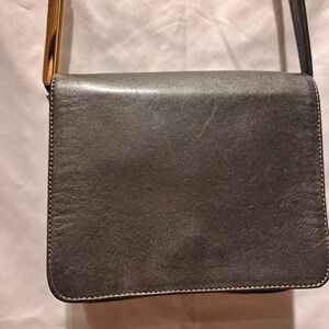 NICOLI Silver Gray Leather Mini Bag